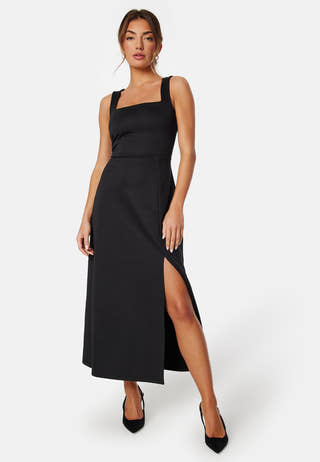 Square Neck Sleeveless Slit Dress