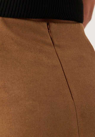 Faux Suede Midi Skirt