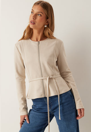 Faux Suede Peplum Jakke