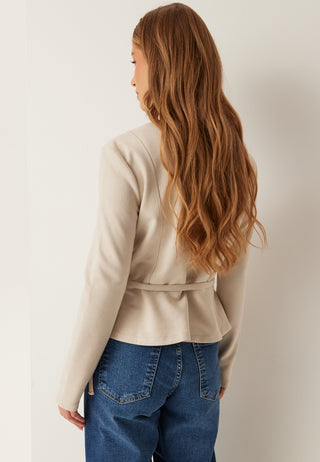 Faux Suede Peplum Jakke