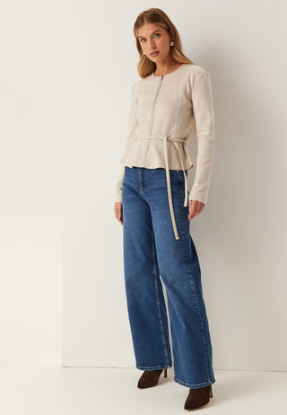 Faux Suede Peplum Jakke