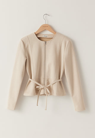 Faux Suede Peplum Jakke