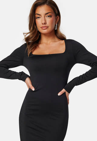 Square Neck L/S Slit Dress