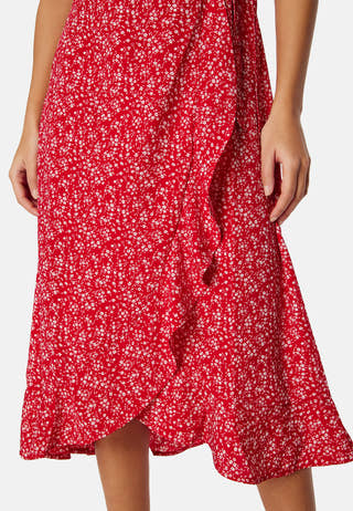 Flounce Midi Wrap Dress