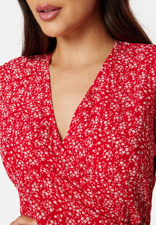 Flounce Midi Wrap Dress