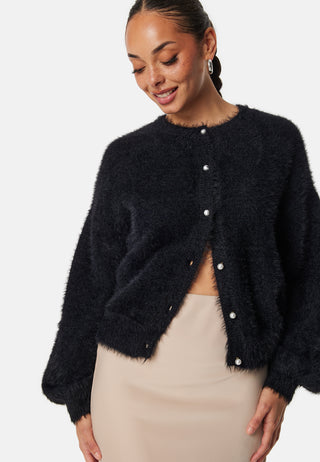 Fluffy Knitted Pearl Cardigan