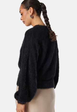 Fluffy Knitted Pearl Cardigan