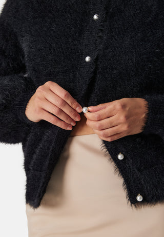 Fluffy Knitted Pearl Cardigan