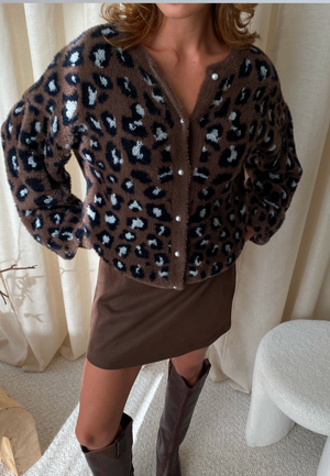Fluffy strikket perlecardigan