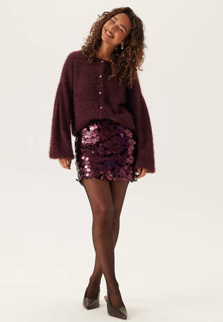 Fluffy Knitted Pearl Cardigan