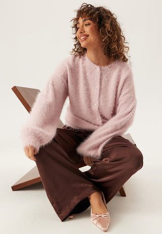 Fluffy Knitted Pearl Cardigan