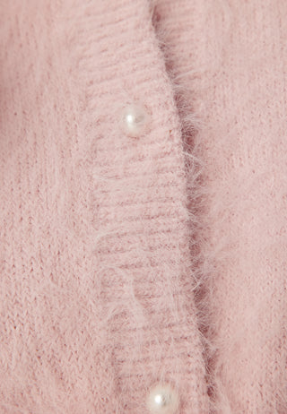 Fluffy Knitted Pearl Cardigan