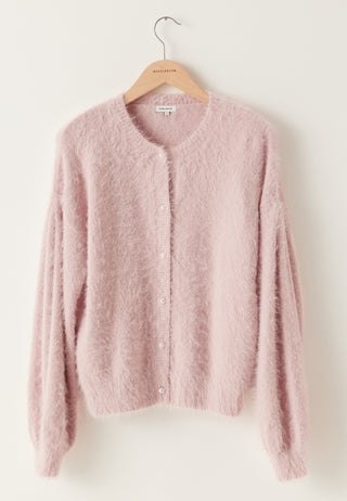 Fluffy strikket perlecardigan