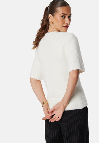 Fluffy Knitted Short Sleeve Sweater