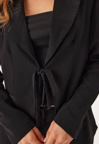 Front Tie Structured Blazer