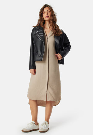 Hidden Button Shirt Dress