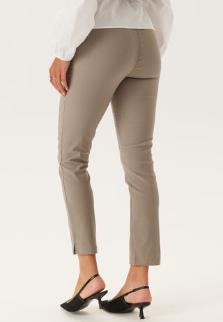 High Waist Stretchy Cropped Slit Trousers