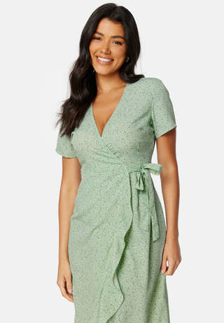 Flounce Midi Wrap Dress