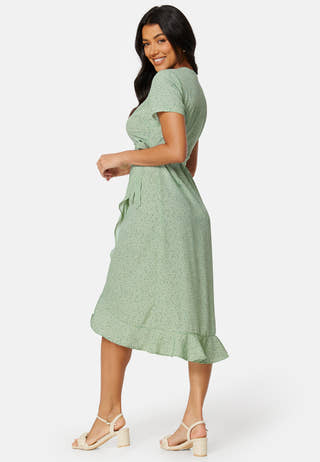Flounce Midi Wrap Dress