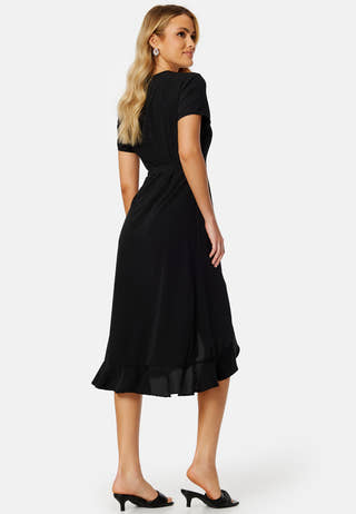 Flounce Midi Wrap Dress