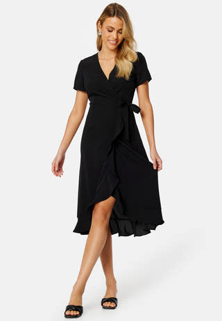 Flounce Midi Wrap Dress