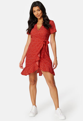 Flounce Short Wrap Dress
