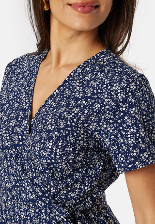 Flounce Short Wrap Dress