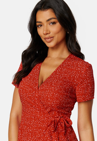 Flounce Short Wrap Dress