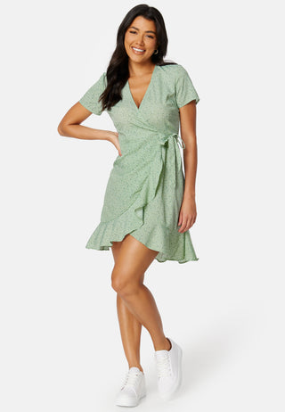 Flounce Short Wrap Dress