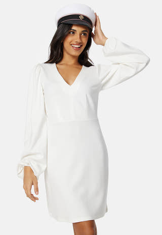V-neck Balloon Sleeve Short Dress
