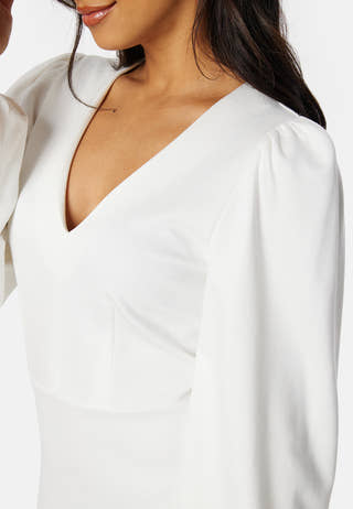 V-neck Balloon Sleeve Short Dress