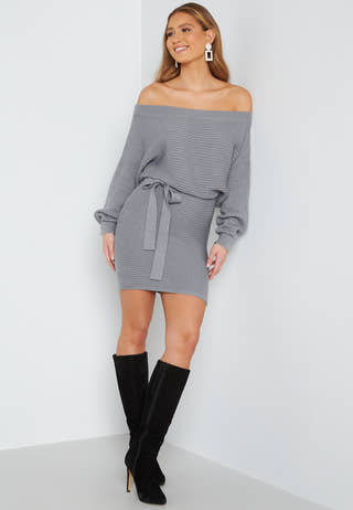 Imani knitted off shoulder dress