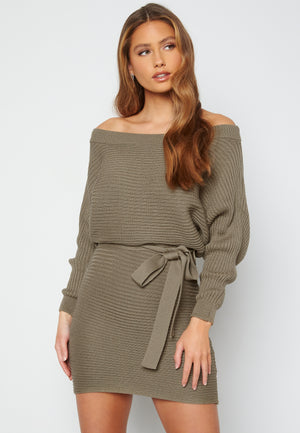 Imani knitted off shoulder dress