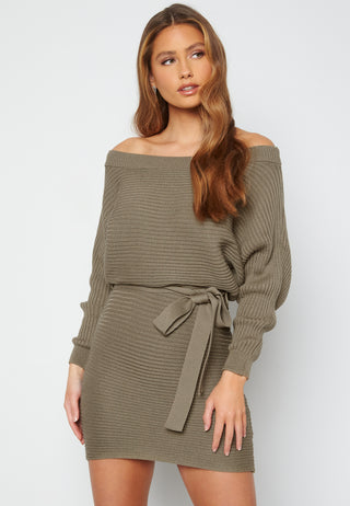 Imani knitted off shoulder dress