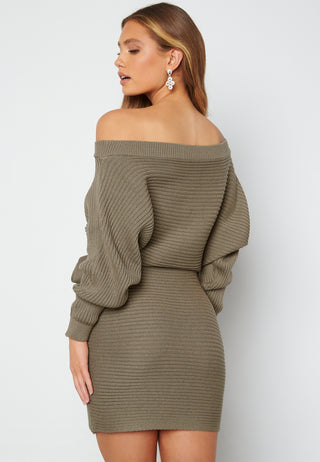 Imani knitted off shoulder dress