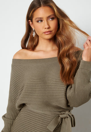 Imani knitted off shoulder dress