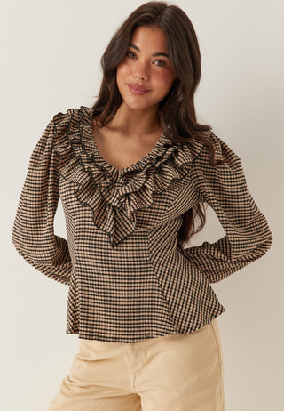 Jersey  Frill Peplum Blouse