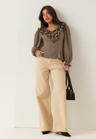 Jersey  Frill Peplum Blouse