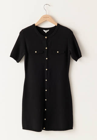 Knitted Gold Button Dress