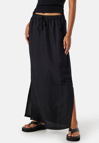 Linen Blend Maxi Skirt