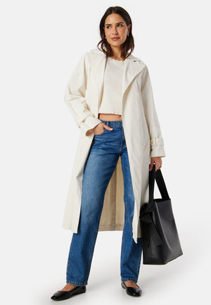Midilang trenchcoat med belte