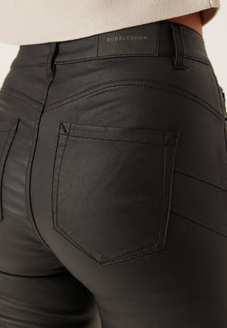 Mid Waist Push-up Coated Slim Jeans