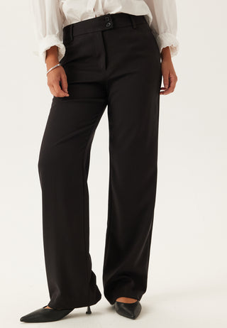Mid Waist Straight Back Pocket Trousers