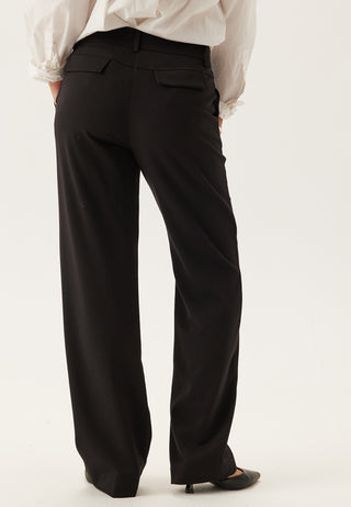 Mid Waist Straight Back Pocket Trousers