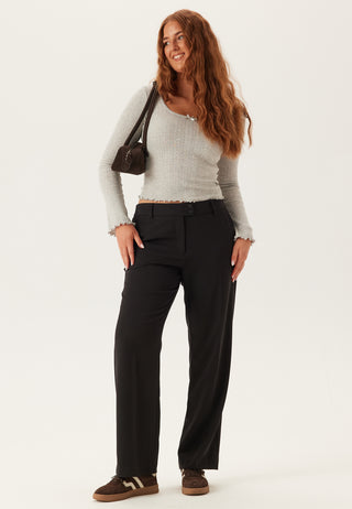 Mid Waist Straight Back Pocket Bukser