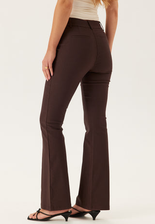Mid Waist Stretchy Flared Trousers