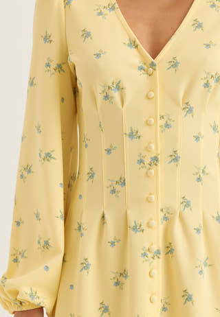 Mini Button Volume Sleeve Dress