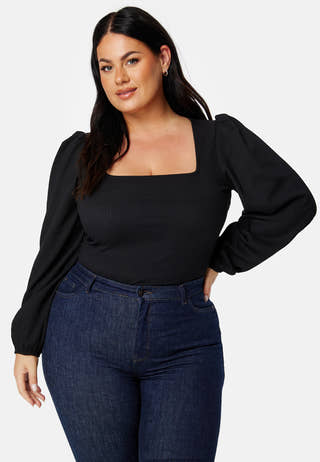 Square Neck Balloon Sleeve Top