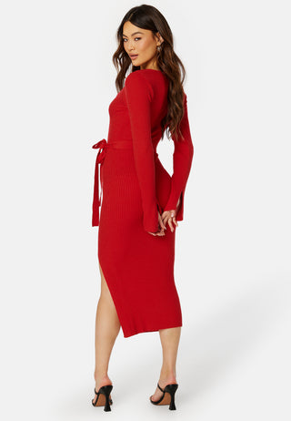 Slit Knitted Midi Dress
