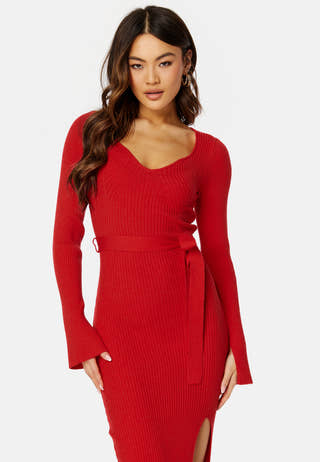 Slit Knitted Midi Dress